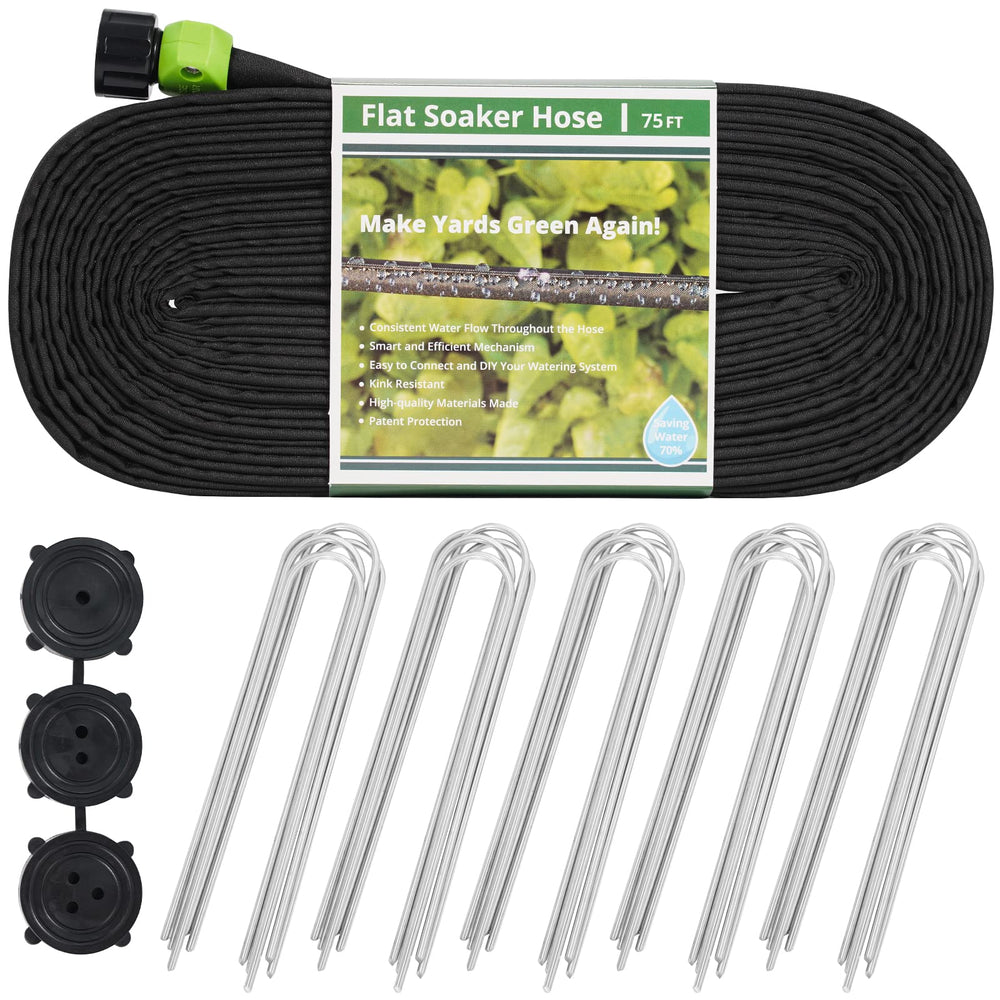 KOBAZ Flat Soaker Hose 75 ft black model front view