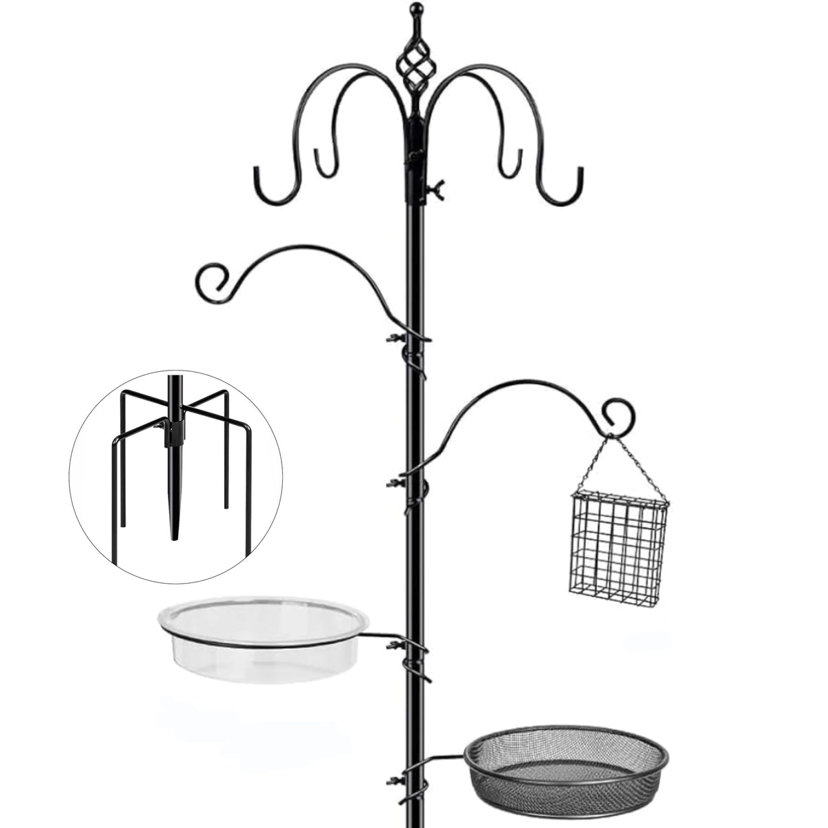 Kodope Bird Feeding Station front view with 6 hooks