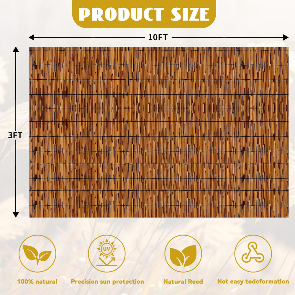 KOIUEYW Bamboo Reed Fencing rolled up showcasing natural reed texture
