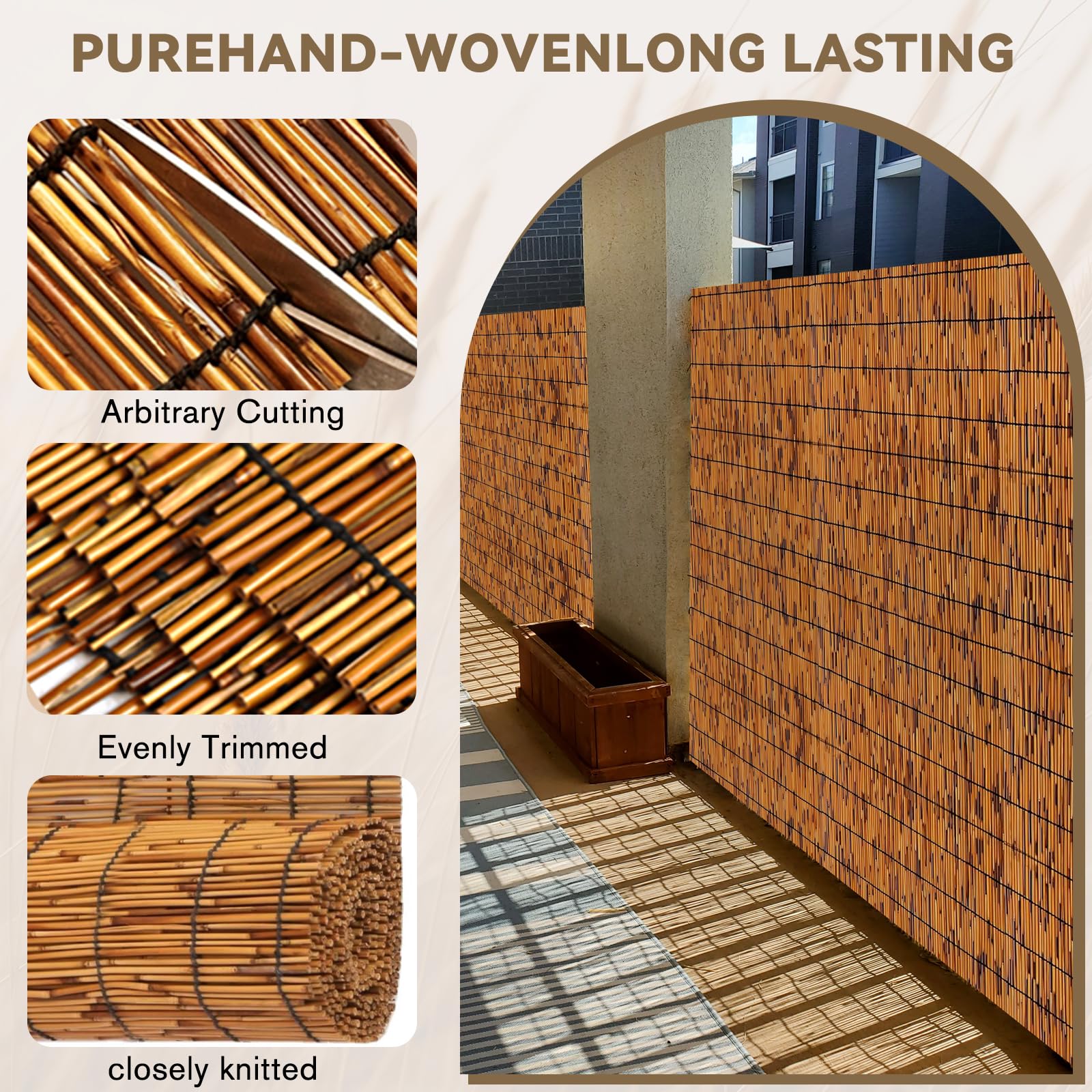 KOIUEYW Bamboo Reed Fencing with zip ties included