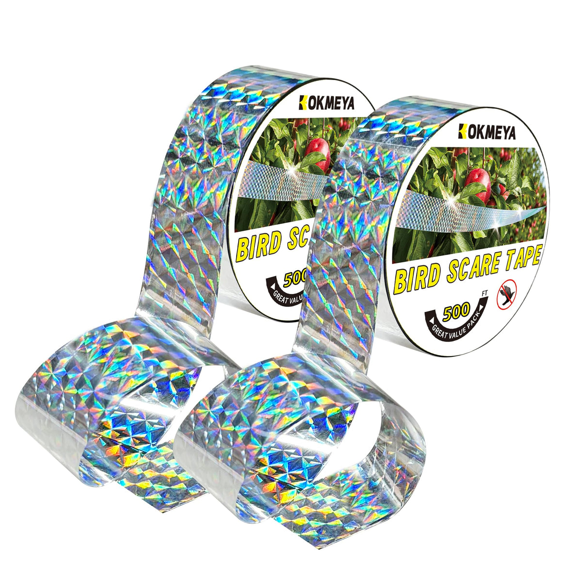 KOKMEYA Bird Scare Tape 500FT roll, bright reflective surface