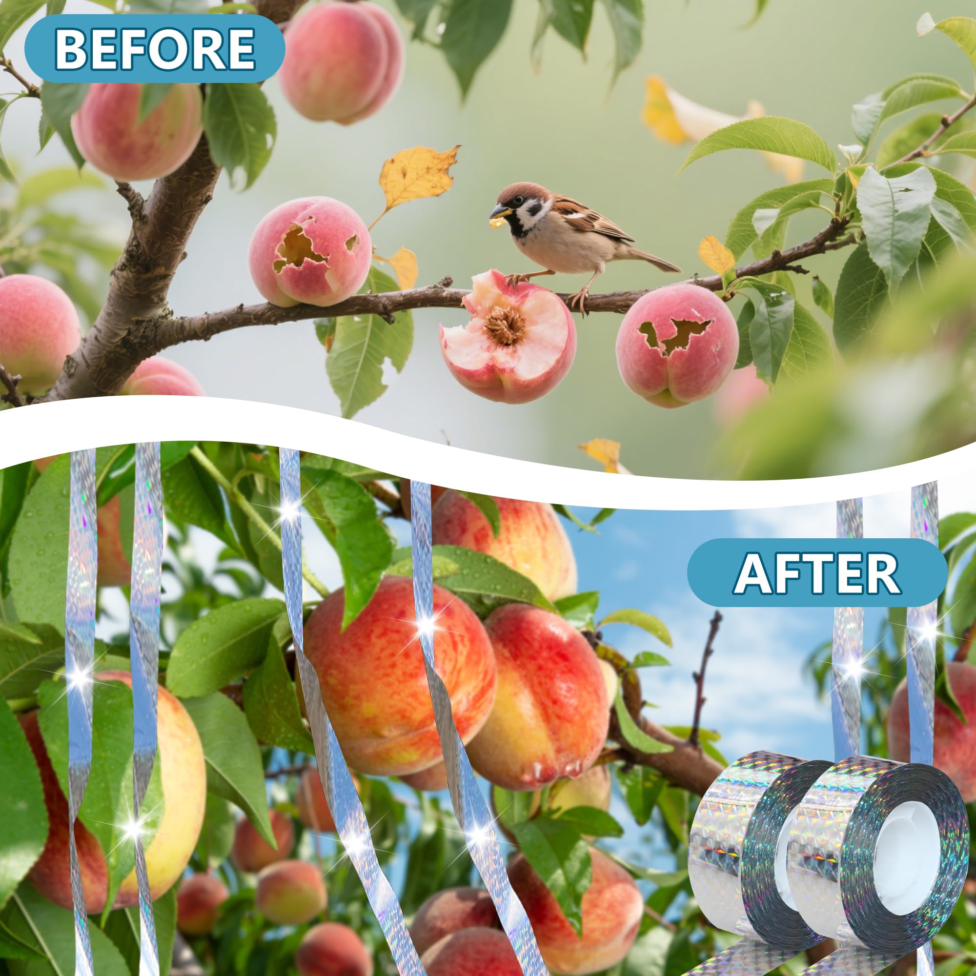 KOKMEYA Bird Scare Tape in use, protecting plants