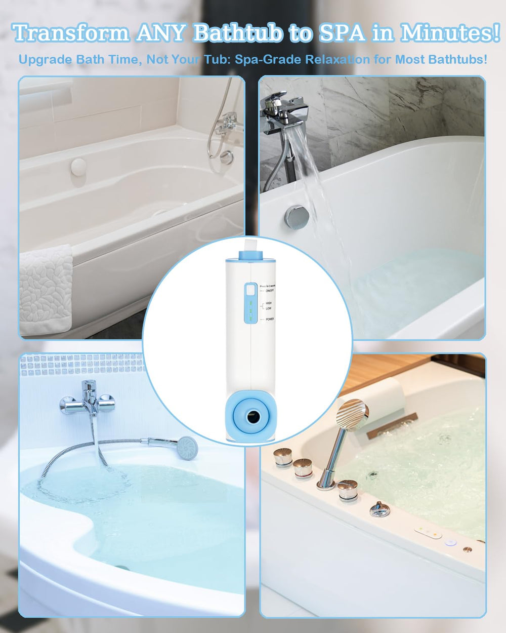 KokoSelene Rechargeable Bath Jet, package with product details