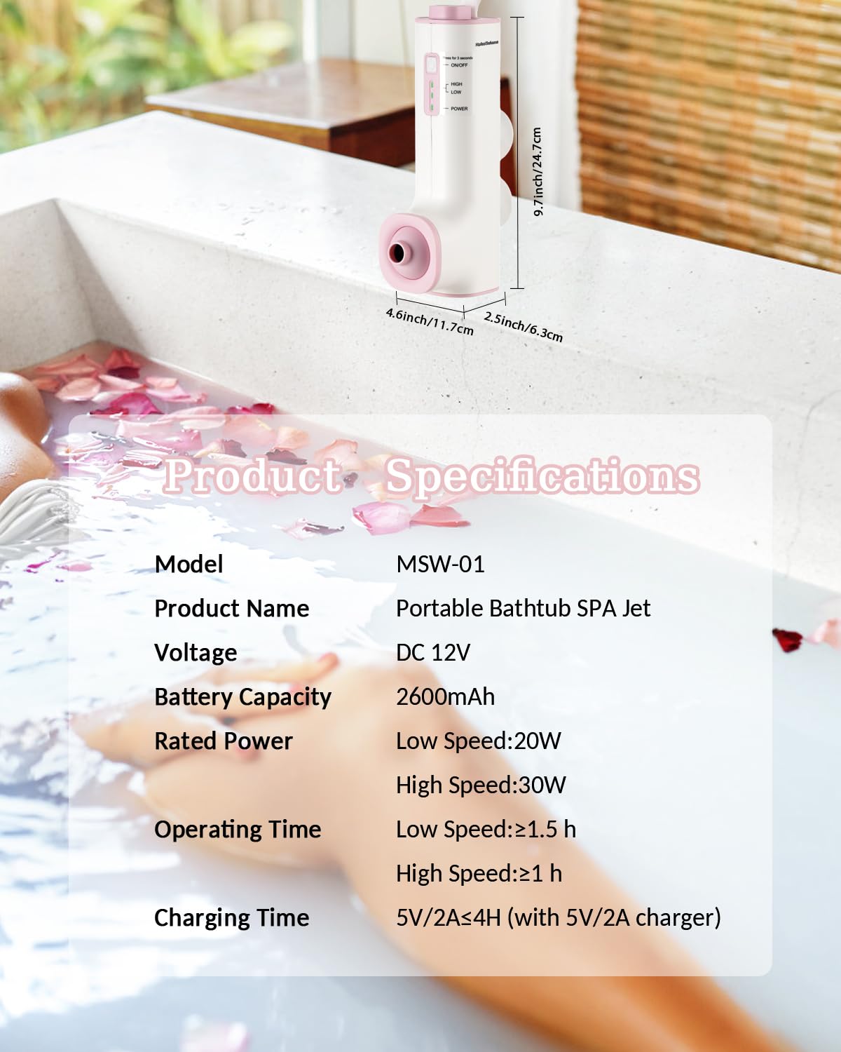 KokoSelene Rechargeable Bath Jet packaging