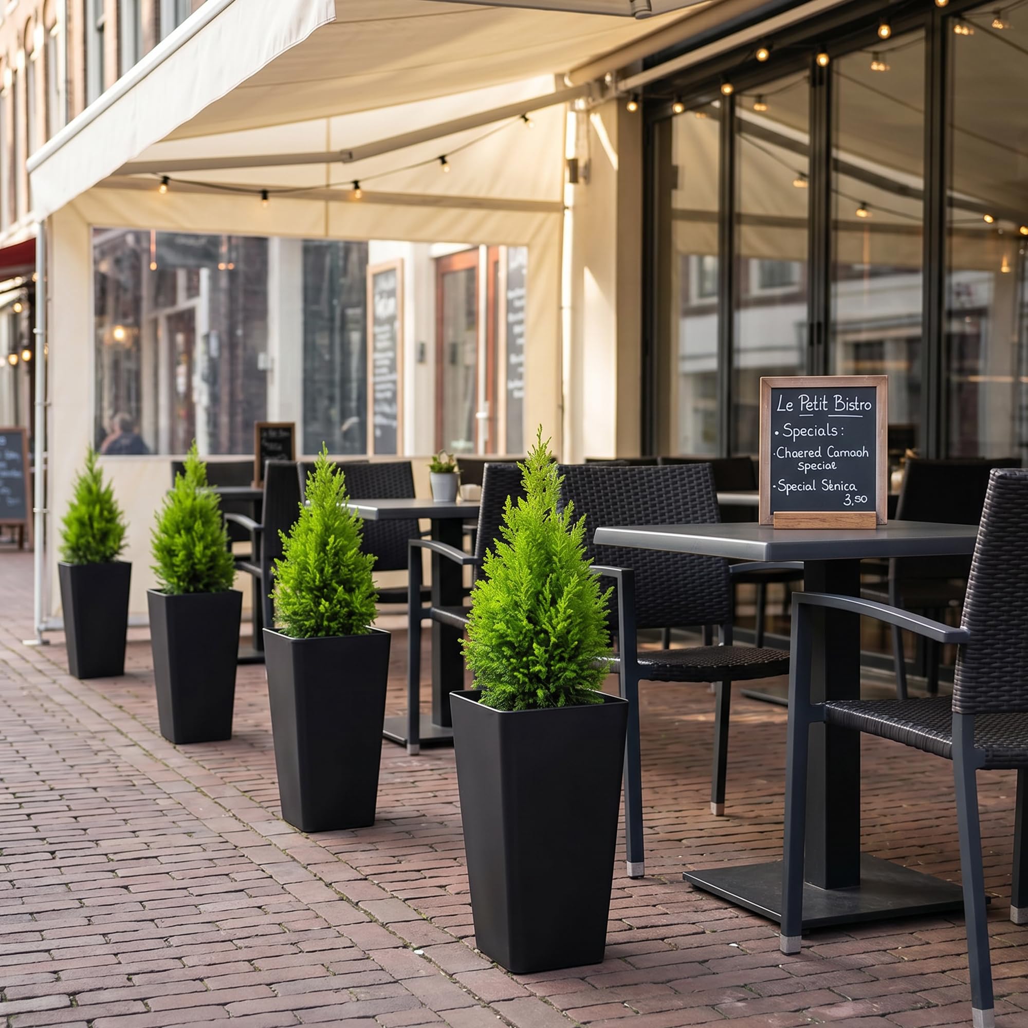 KOL black planter in indoor setting