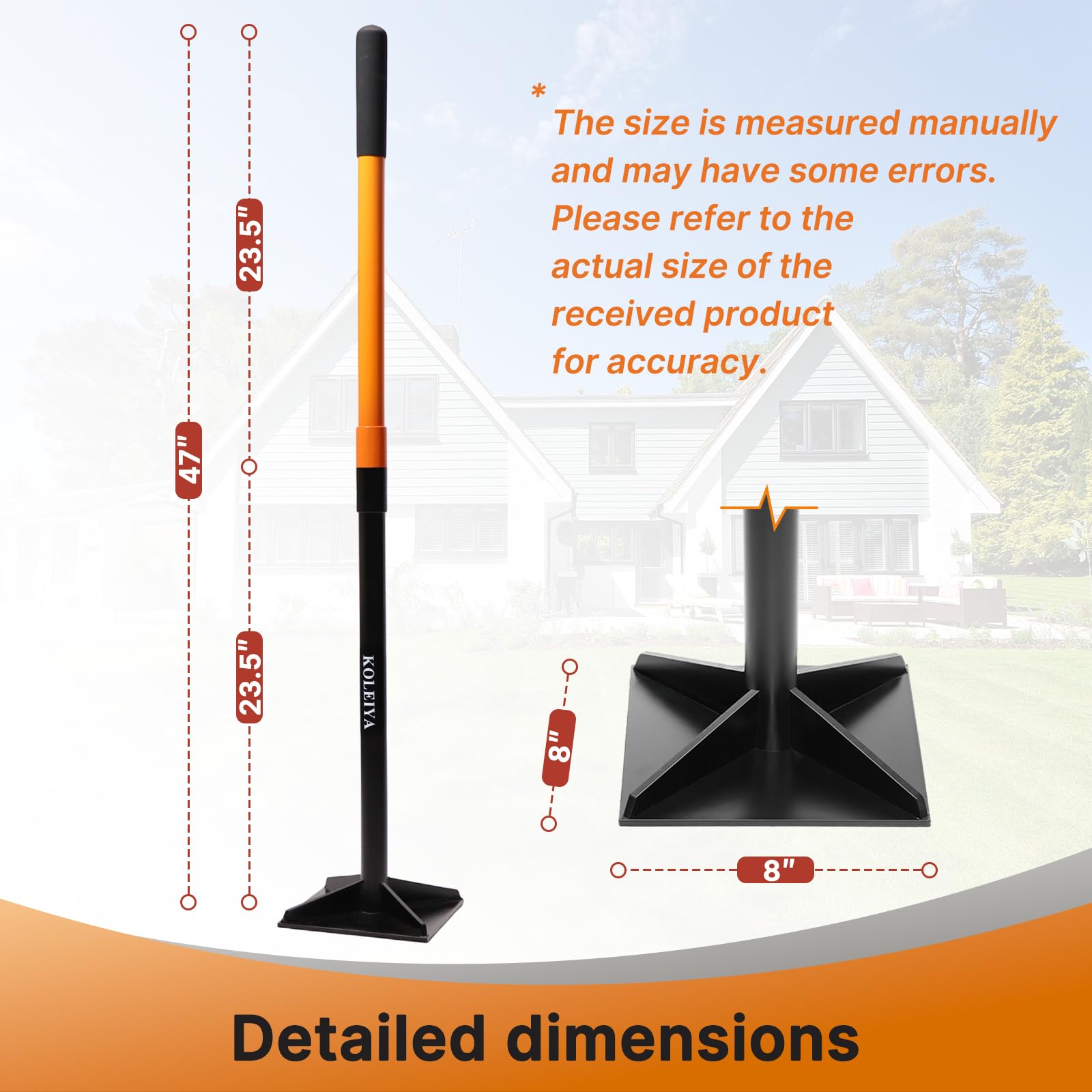 KOLEIYA 48 Inch Steel Hand Tamper with packaging