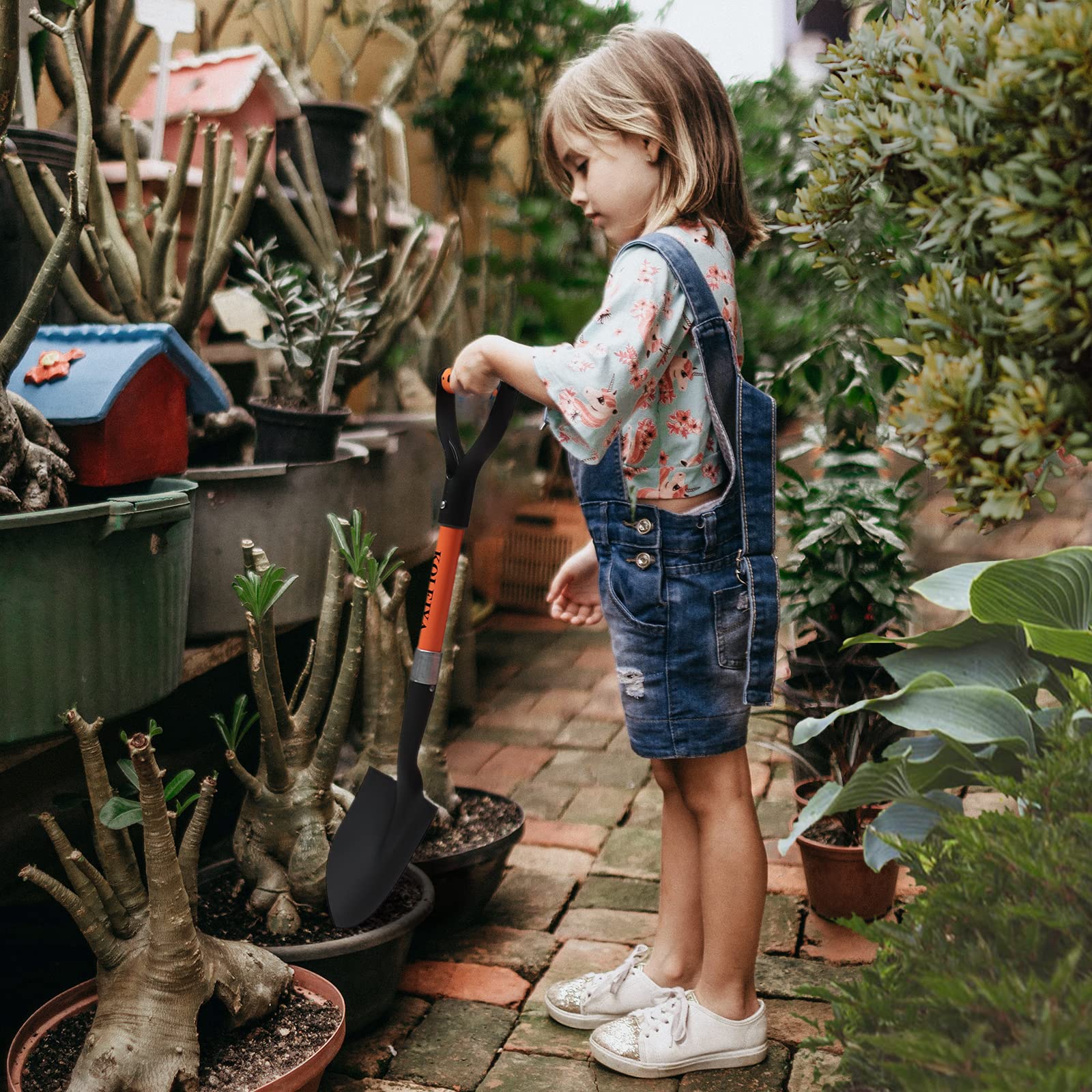 KOLEIYA Kids Shovel shown in a camping backpack