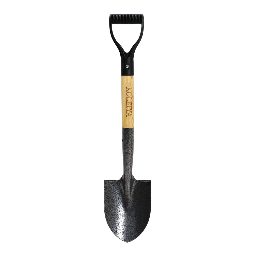 KOLEIYA Small Short Handle Shovel front view with wooden handle