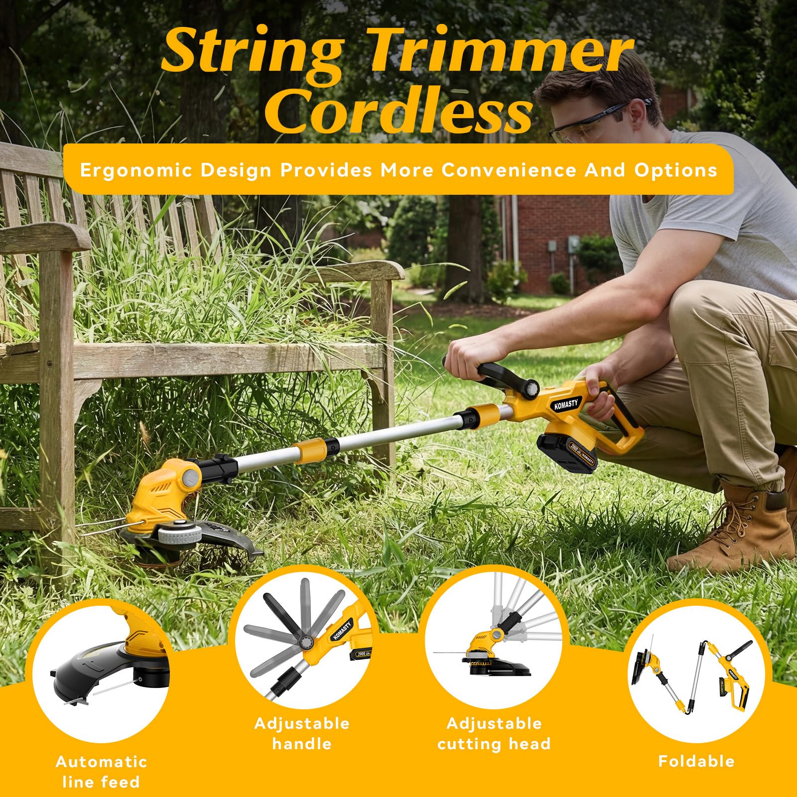 KOMASTY Electric Trimmer cutting tall grass