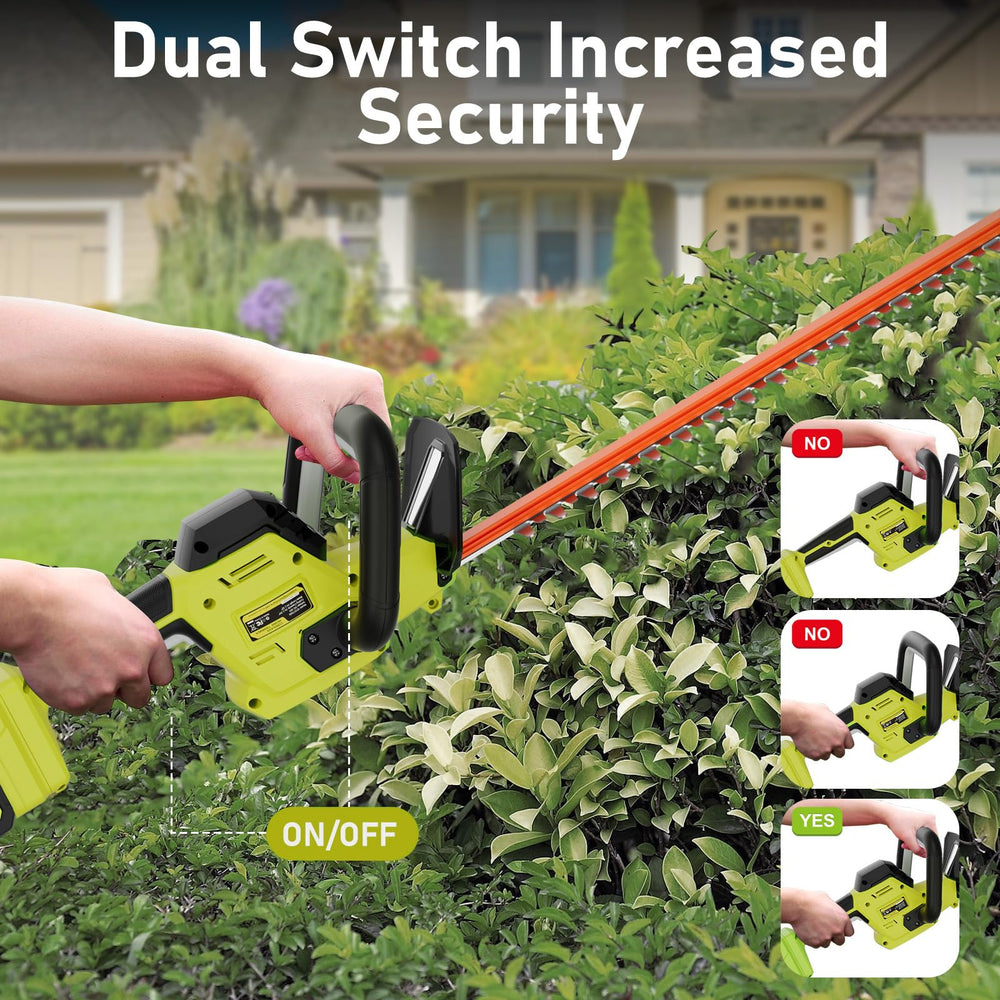 KOMASTY hedge trimmer side view showcasing cutting edge