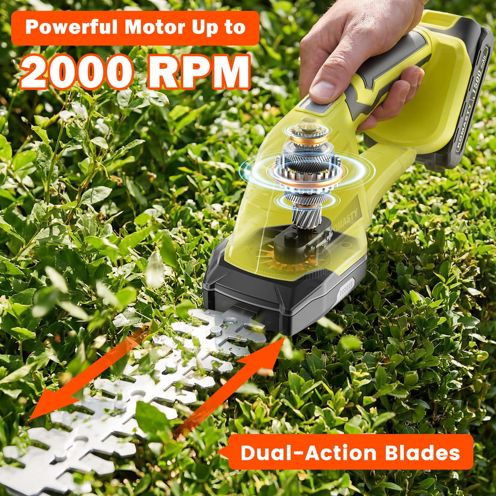 KOMASTY hedge trimmer with batteries and charger