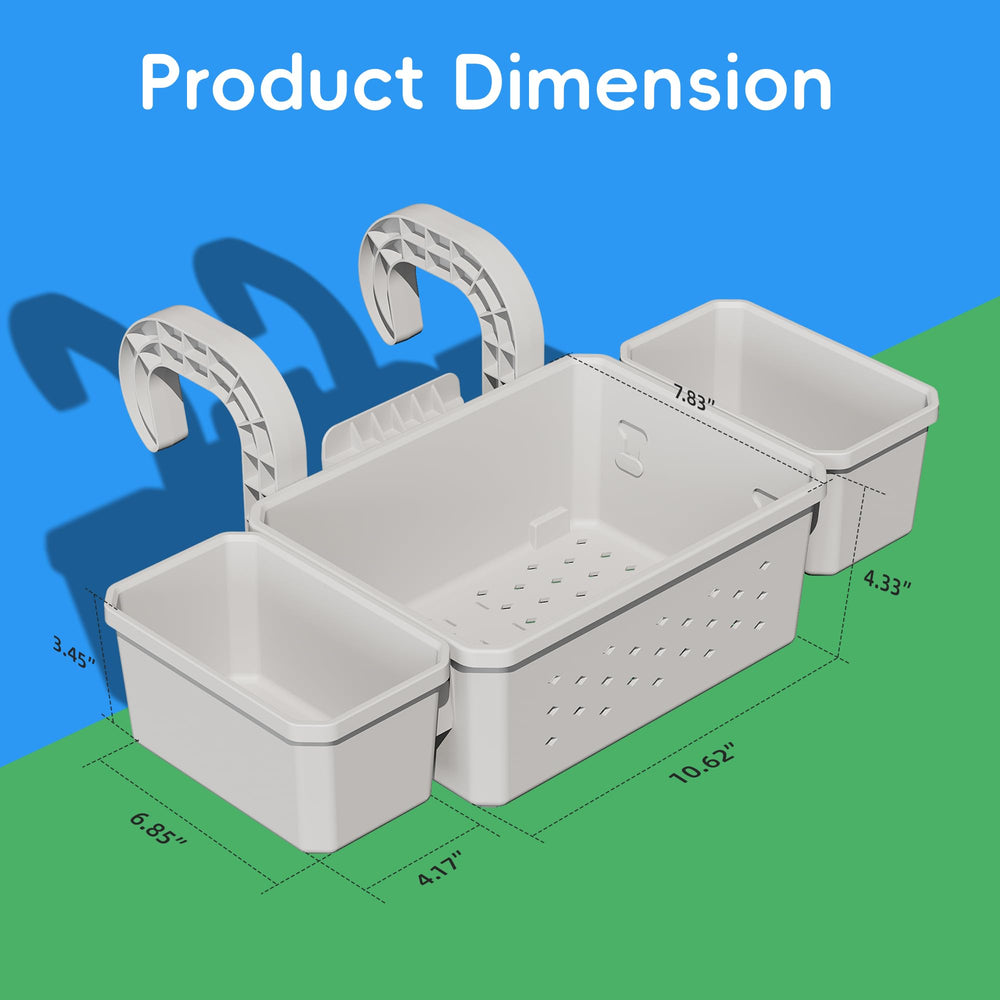 Kompoll Poolside Storage Basket dimensions displayed