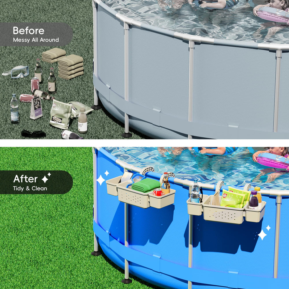 Kompoll Poolside Storage Basket with hooks attached