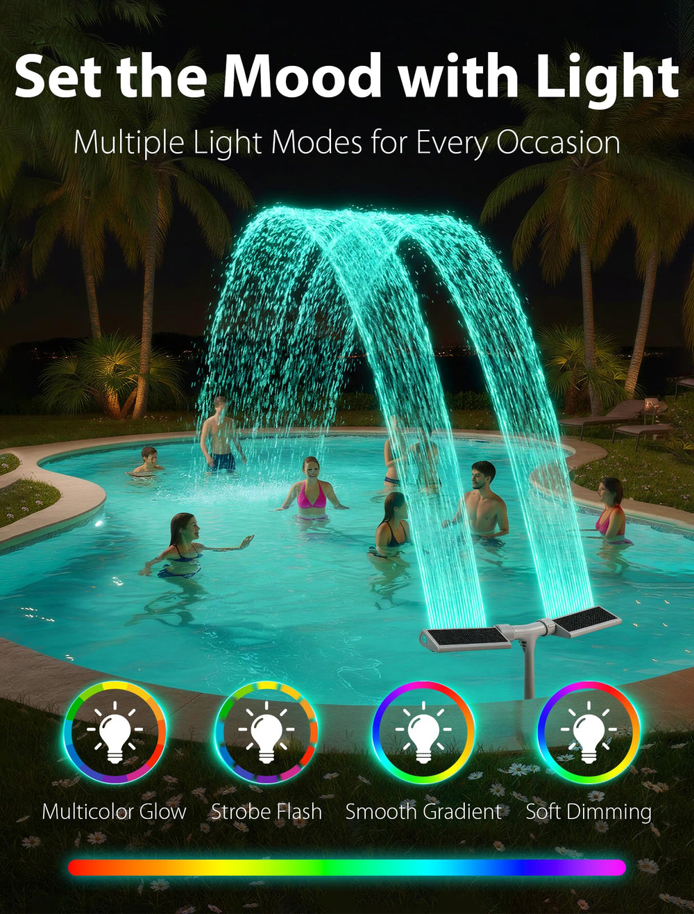 Kompoll Solar Pool Fountain remote control close-up