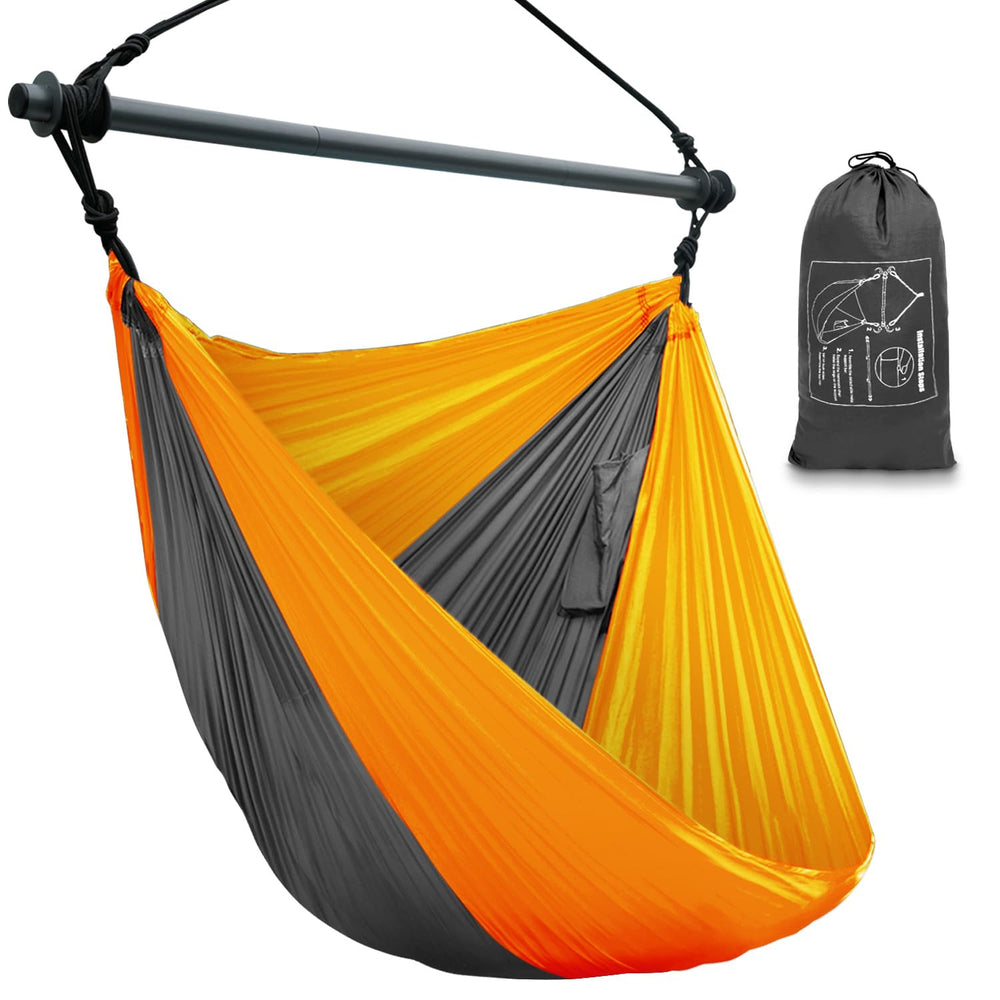Konosnd Hammock Chair Swing in orange and gray front view