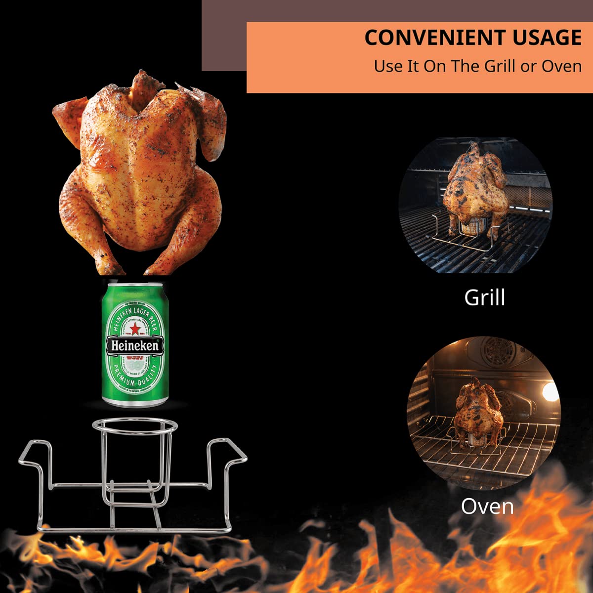 Koohere Beer Can Chicken Holder side view showing sturdy design