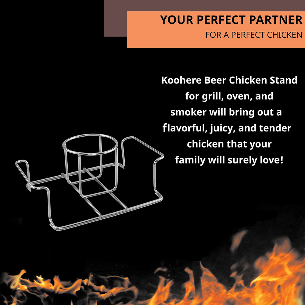 Koohere Beer Can Chicken Holder with handles for easy lifting