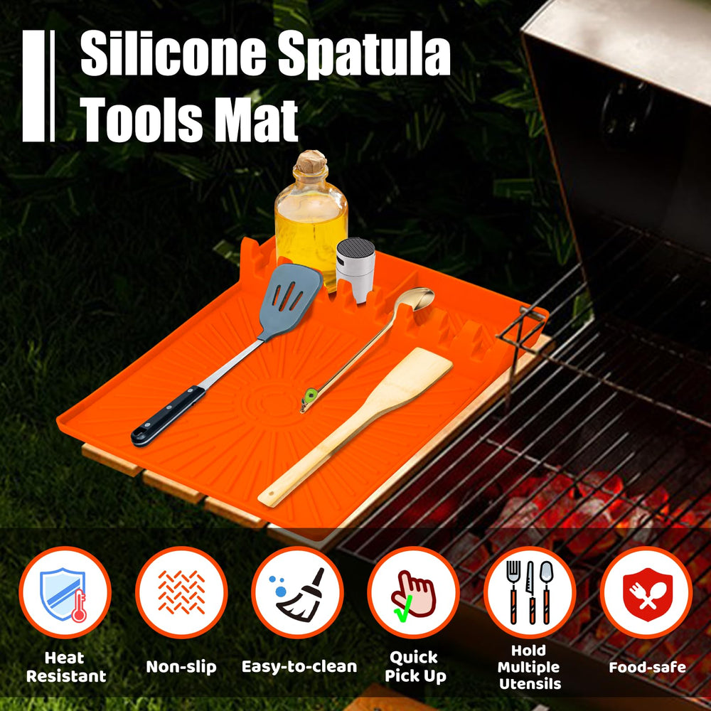 Koolstuffs grill mat featuring multi-slot organiser for grilling tools