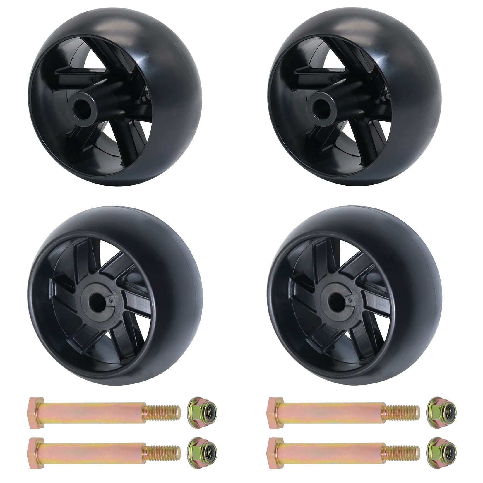 KOOTANS 4 Pack Mower Deck Wheels front view with dimensions