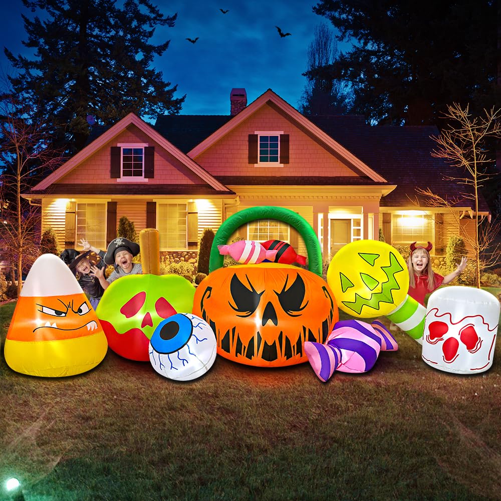 KOOY 10 FT inflatable pumpkin ghost combo side view