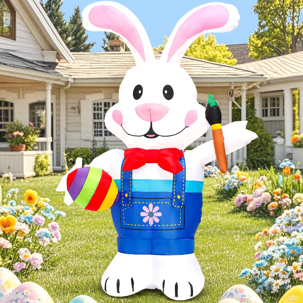 KOOY 6FT inflatable bunny setup with accessories
