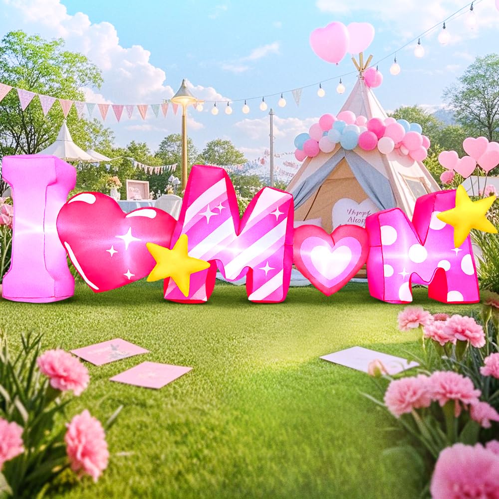 KOOY 8FT inflatable decoration with 'I love Mom' design