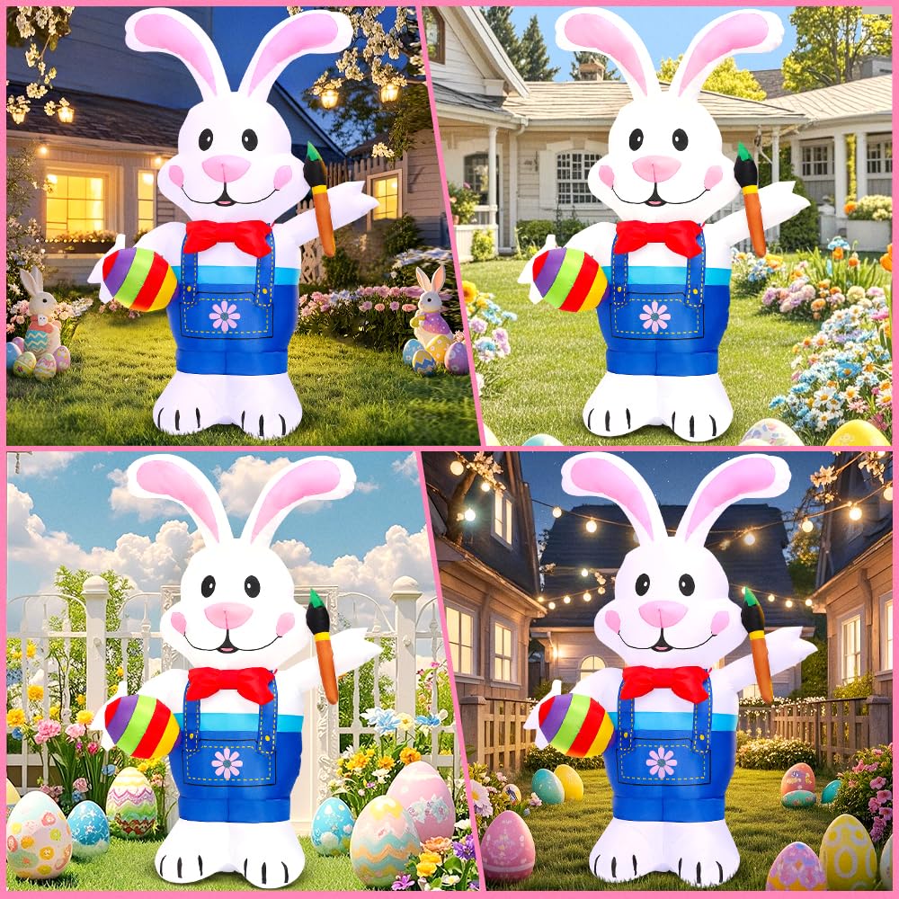 KOOY Easter Bunny inflatable side view in outdoor setting