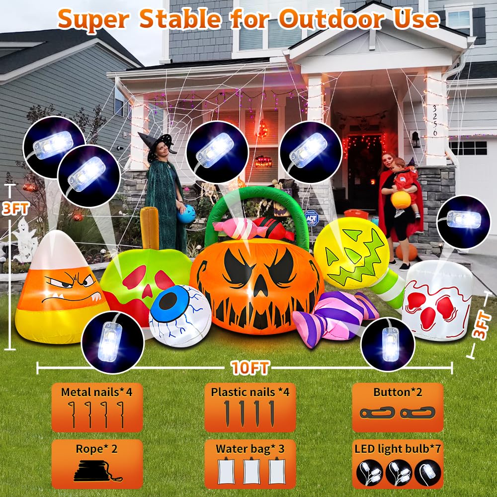 KOOY inflatable pumpkin ghost combo inflated in yard