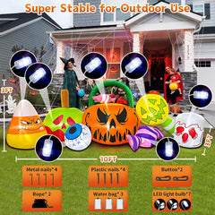 KOOY inflatable pumpkin ghost combo inflated in yard
