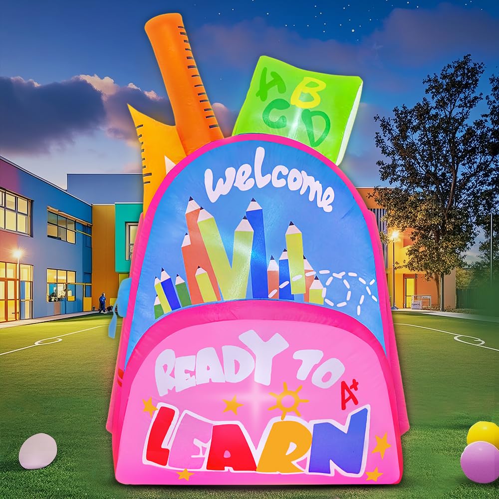 KOOY inflatable school bag decoration in use at a school event