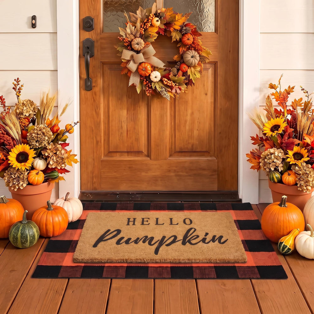 Korlon Fall Door Mat Combo Set with Hello Pumpkin design