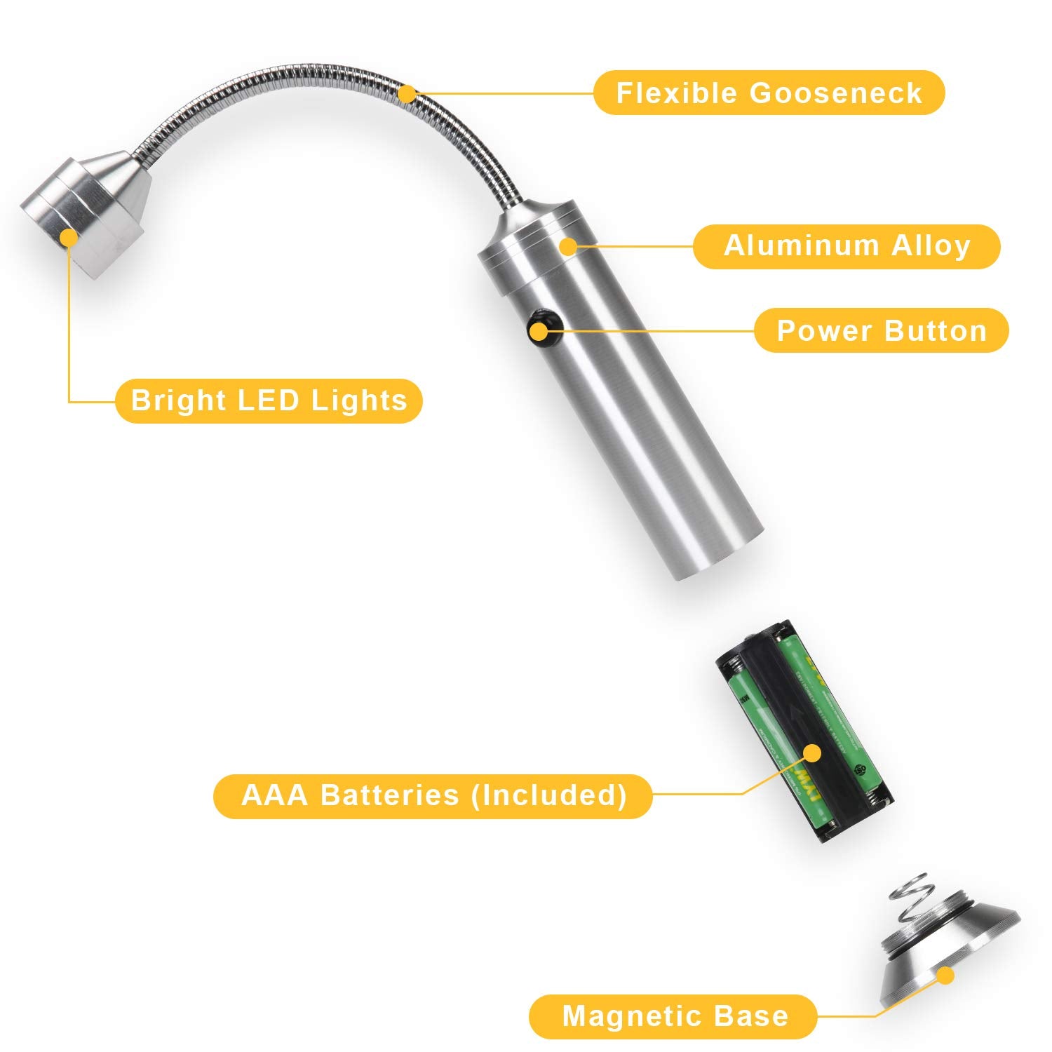 KOSIN BBQ Grill Light side view highlighting flexible gooseneck