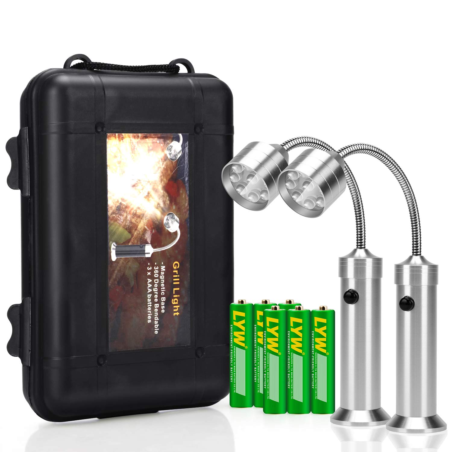 KOSIN BBQ Grill Light with included batteries and packaging