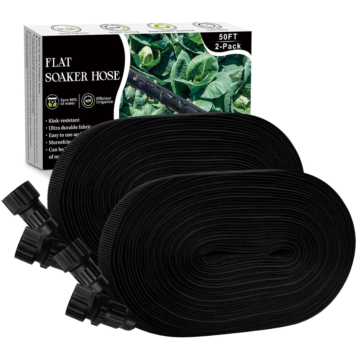 koulate Soaker Hose 100FT black front view