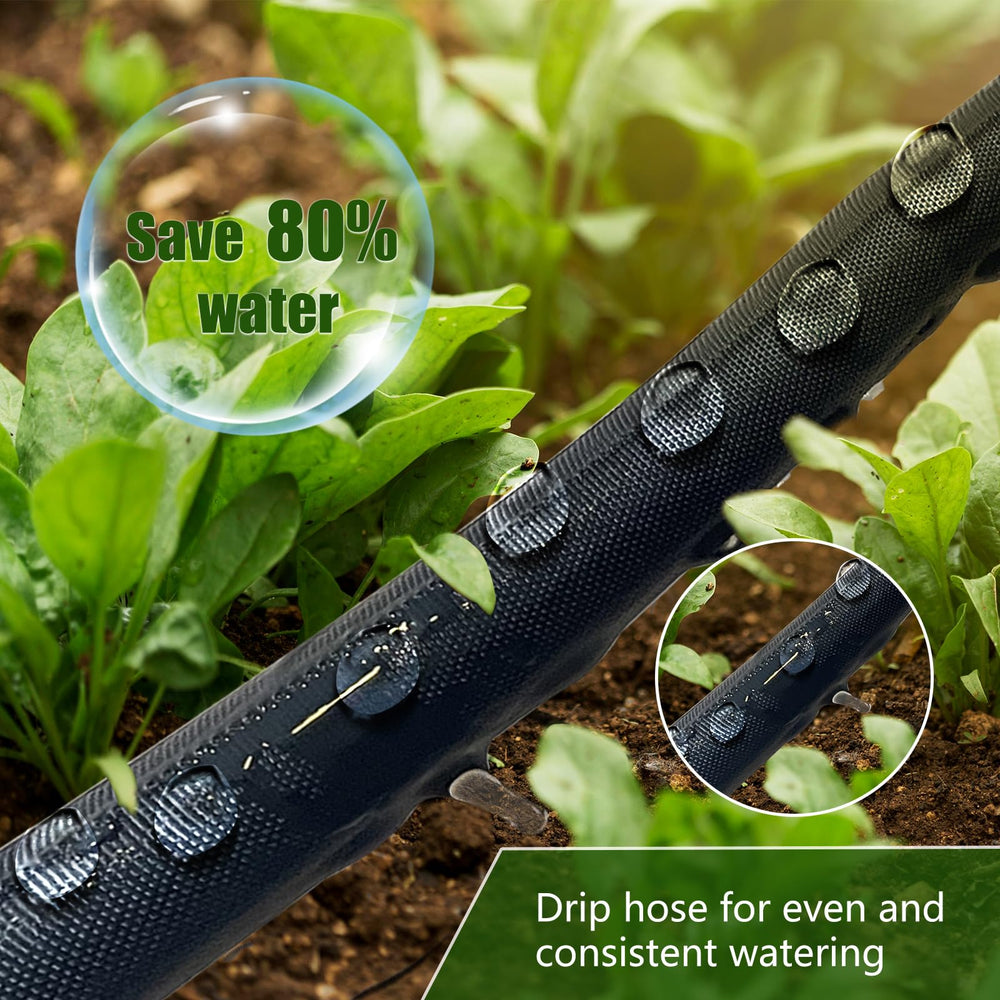 koulate Soaker Hose 100FT flat lying on soil