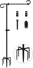 Koutemie 49 Inch Garden Flag Stand in Matte Black front view