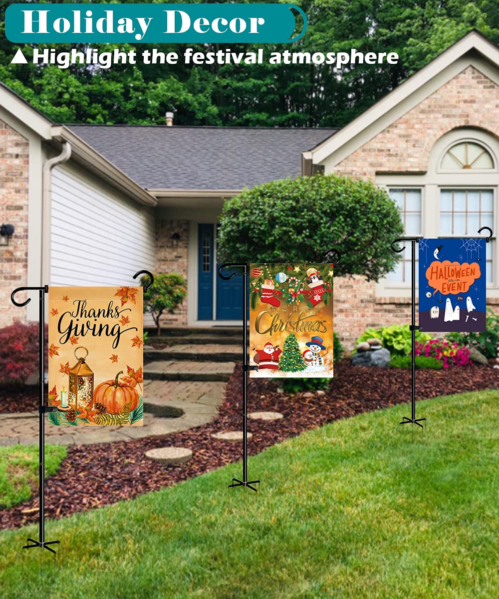 Koutemie Garden Flag Stand in use during a holiday decoration