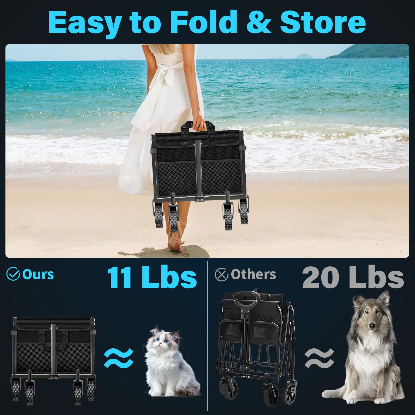Kovryx Collapsible Wagon Cart showing adjustable handle