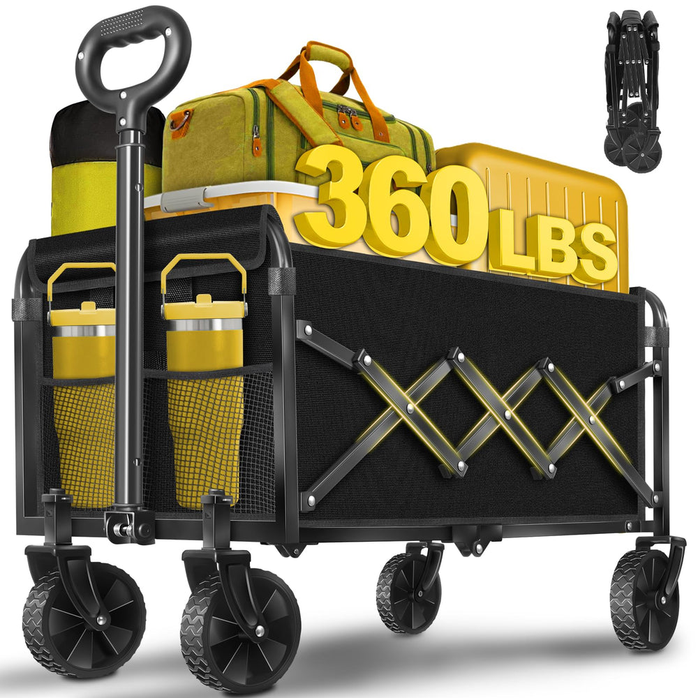 Kovryx Foldable Wagon Cart black model front view