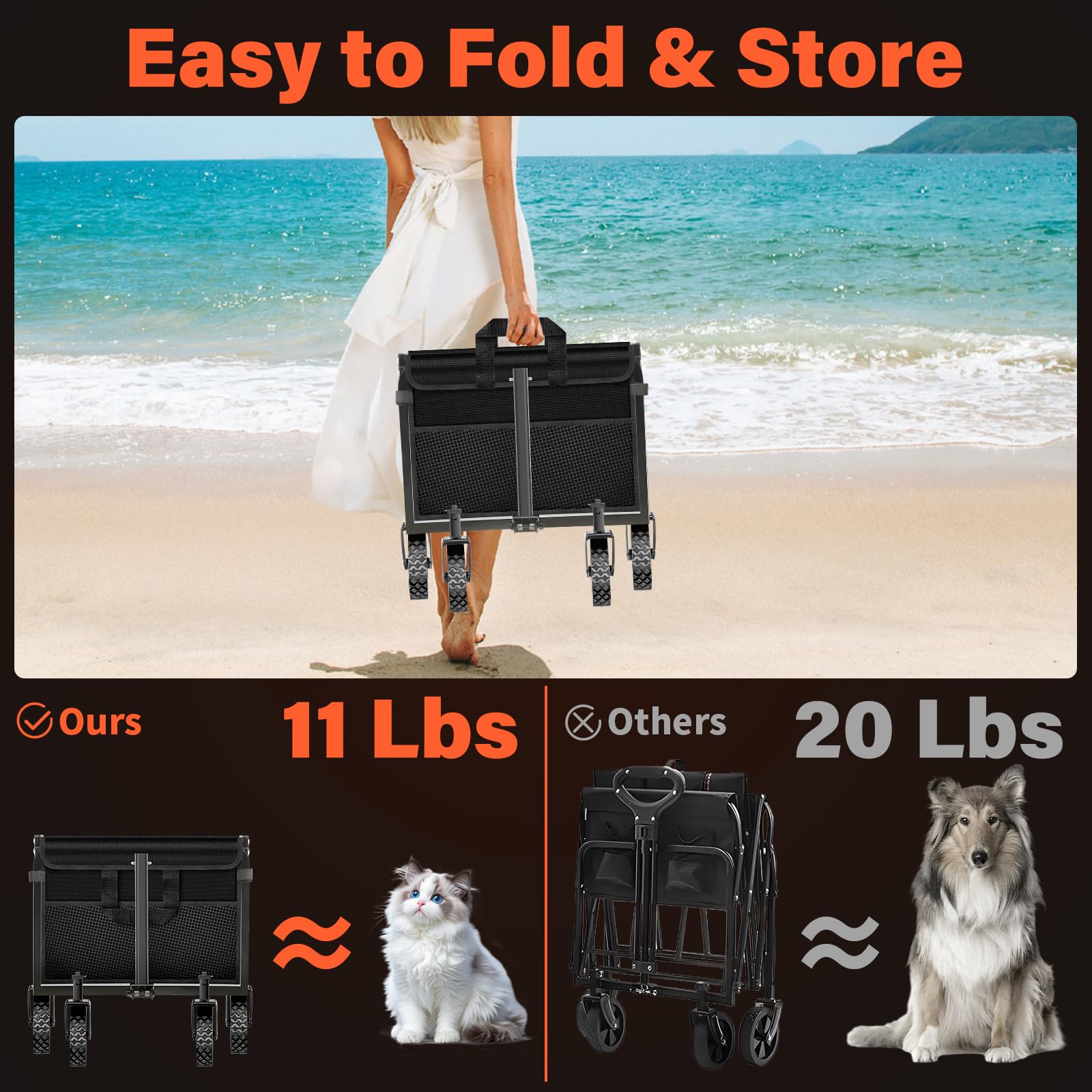 Kovryx Foldable Wagon Cart with durable all-terrain tires