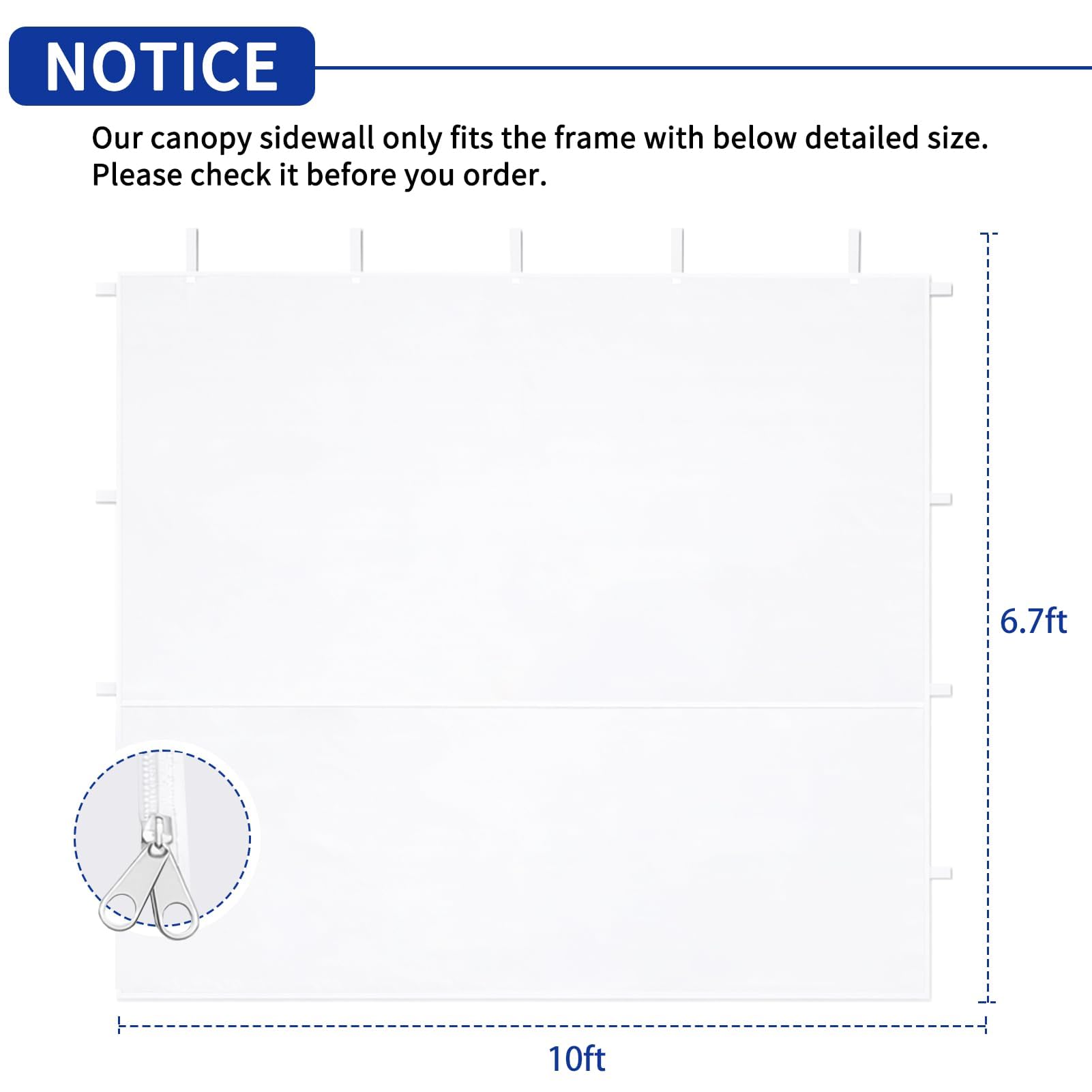 KPROE 10x10 Canopy Sidewall with zipper attachment detail