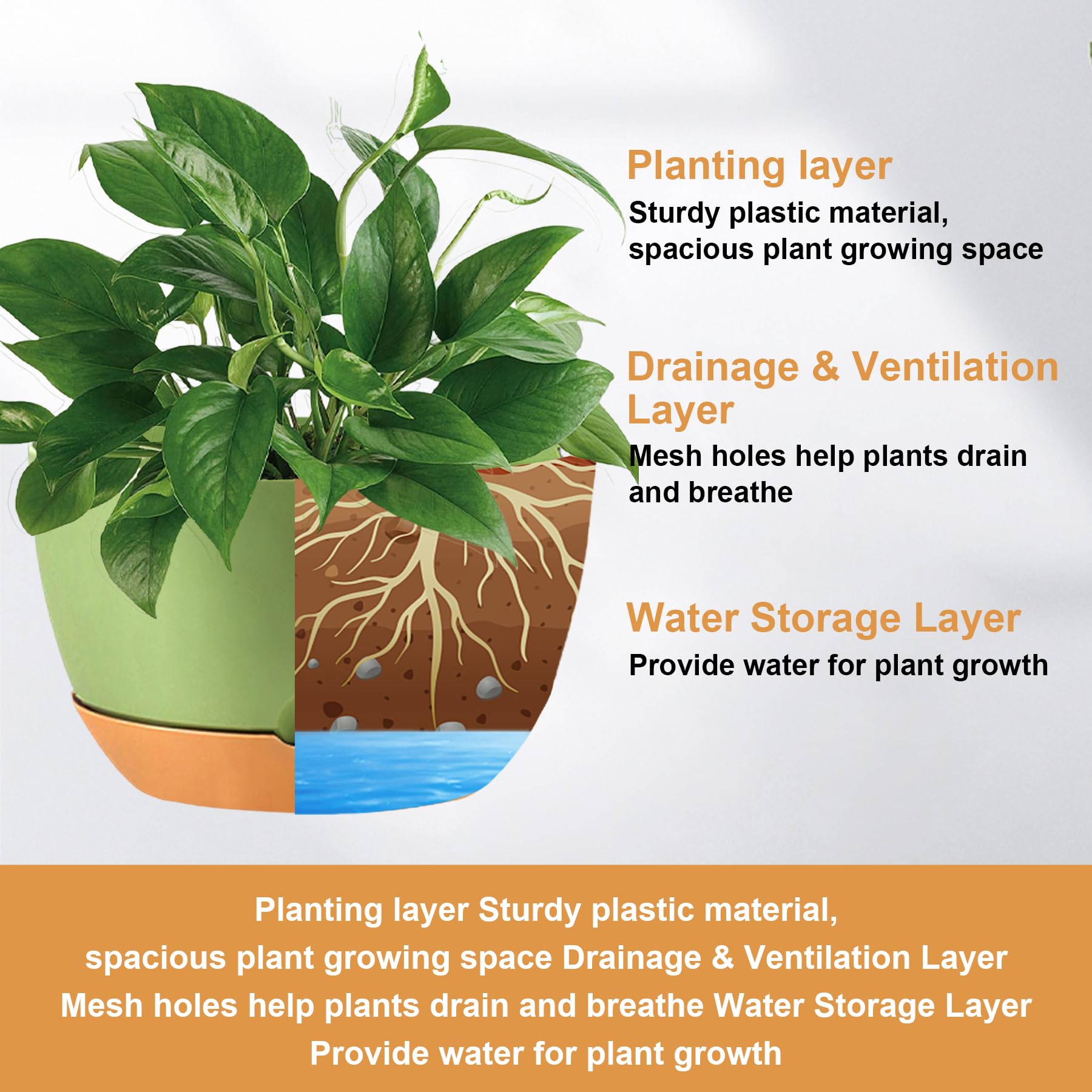 KPUVX 8 Inch Green Hanging Planter in garden setting