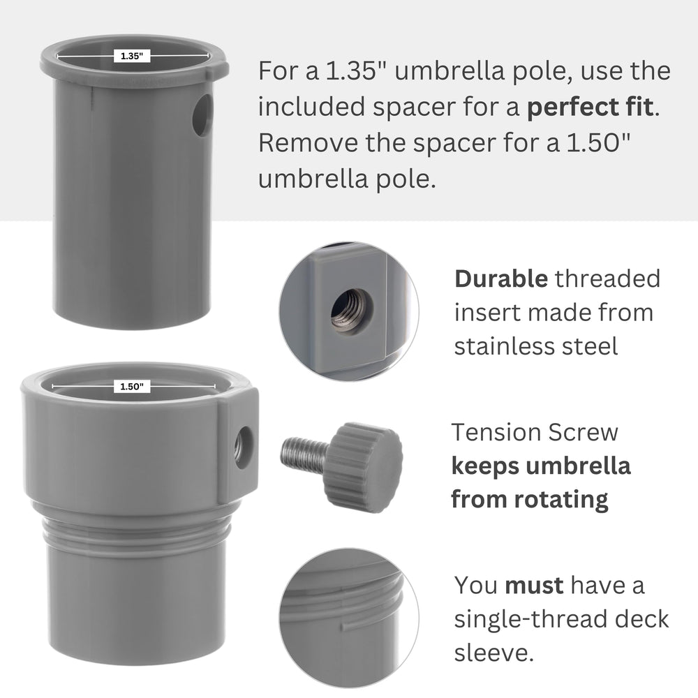 Kraemer Umbrella Pole Stabilizer dimensions on a measuring tape