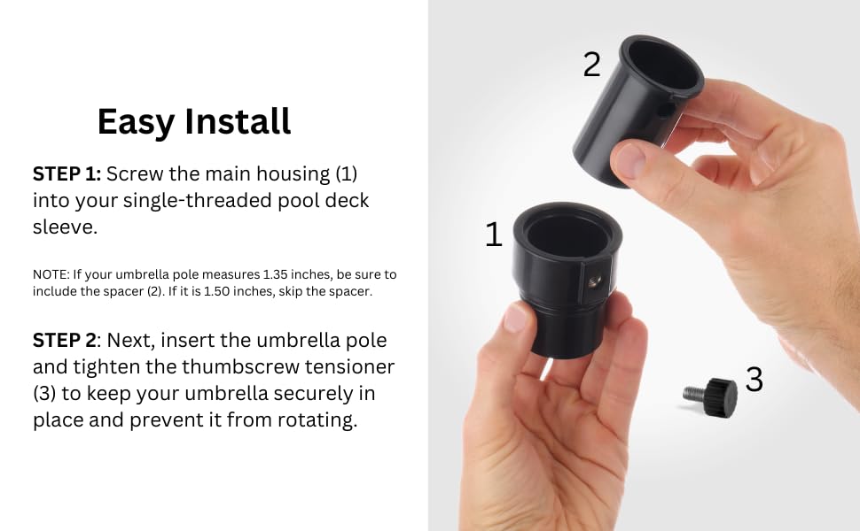 Kraemer Umbrella Pole Stabilizer side view showing threaded design