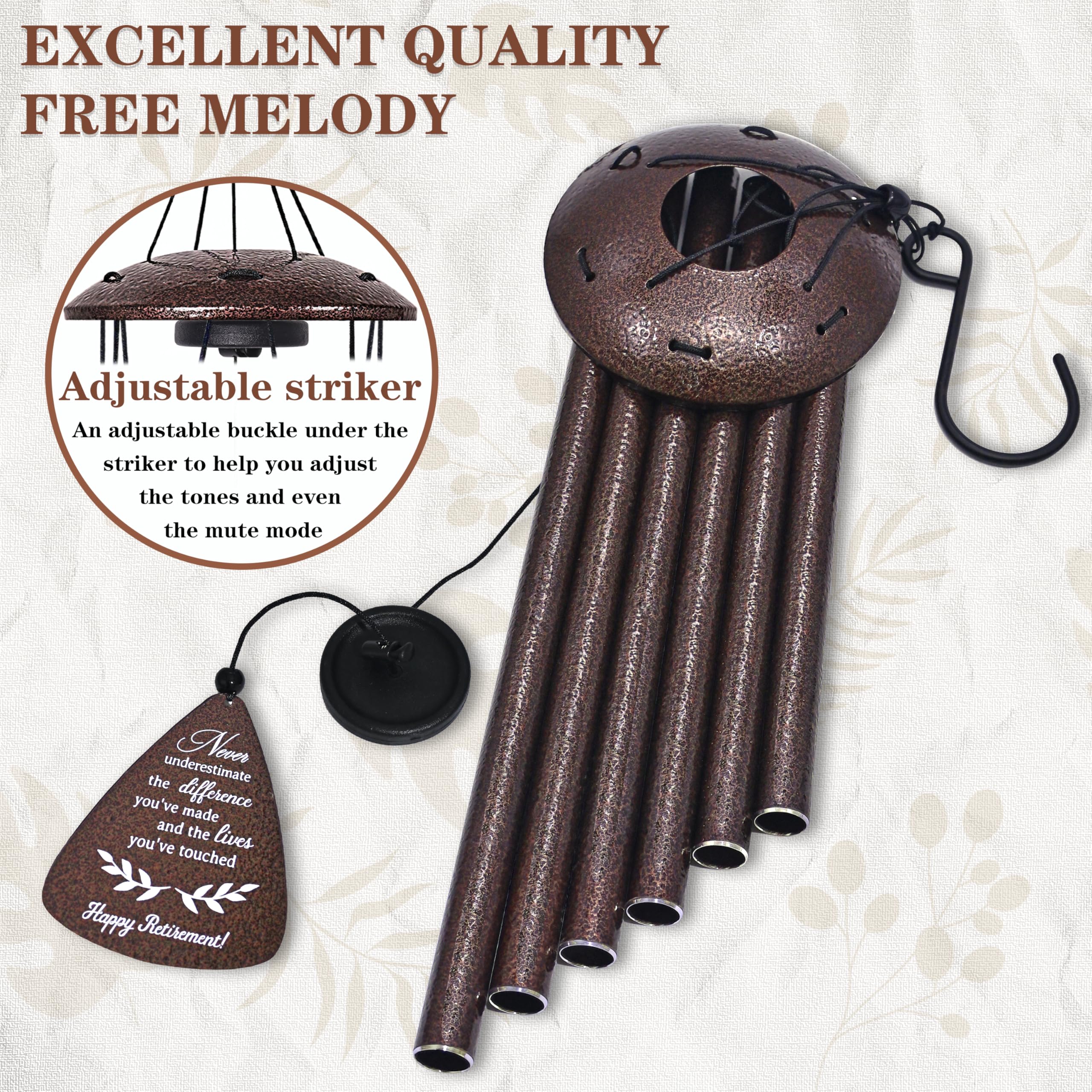 kraft envelope and card included with wind chime gift