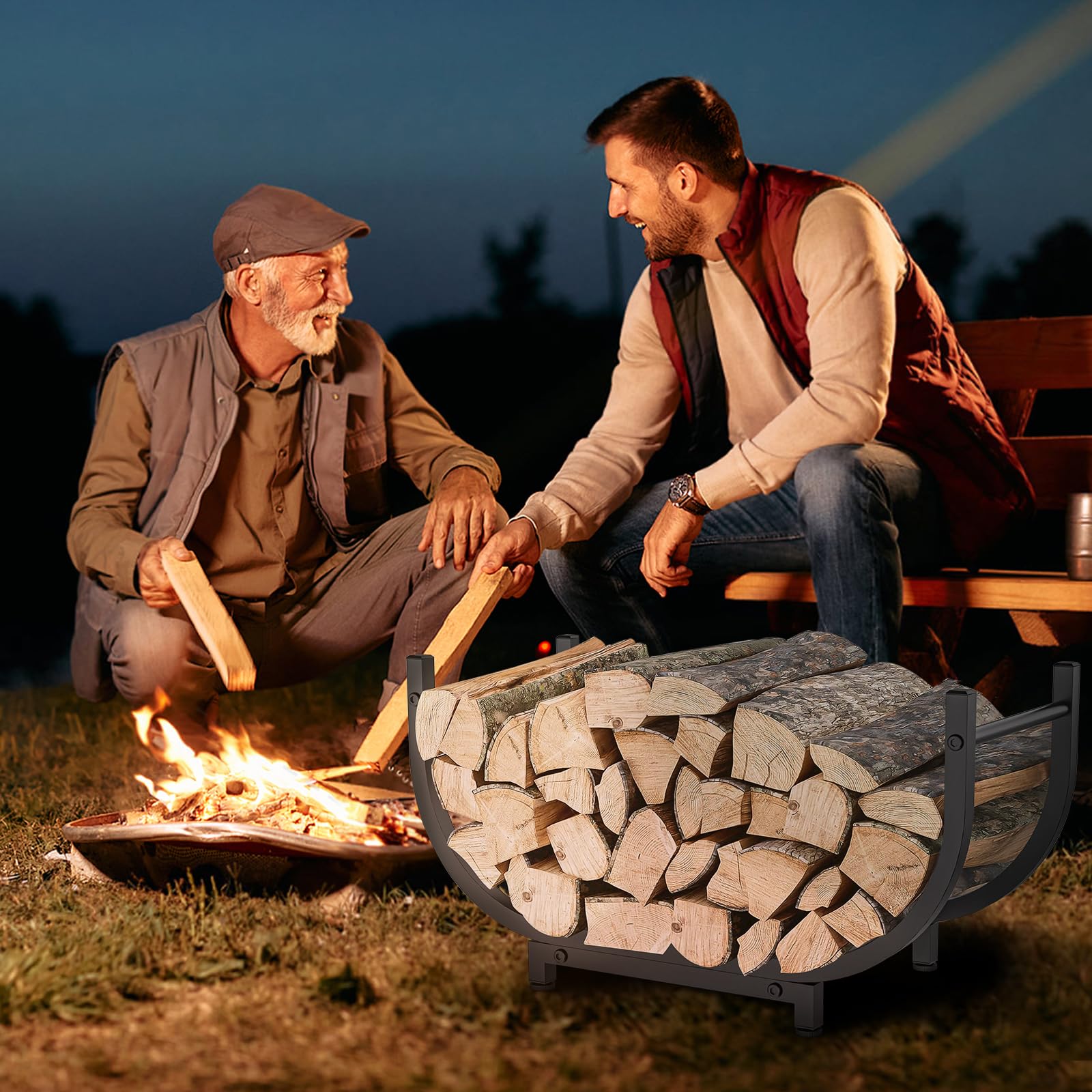 KRZKRZ Firewood Rack U-shaped design displayed outdoors