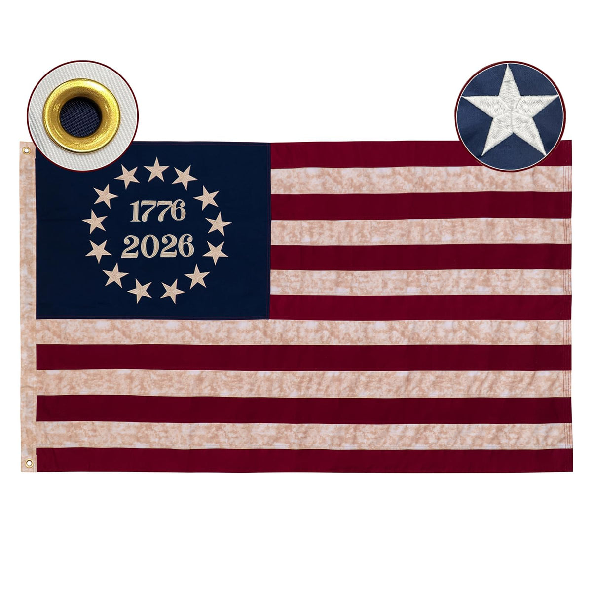 Ksheria 250th Anniversary USA Flag 3x5 ft vintage design front view