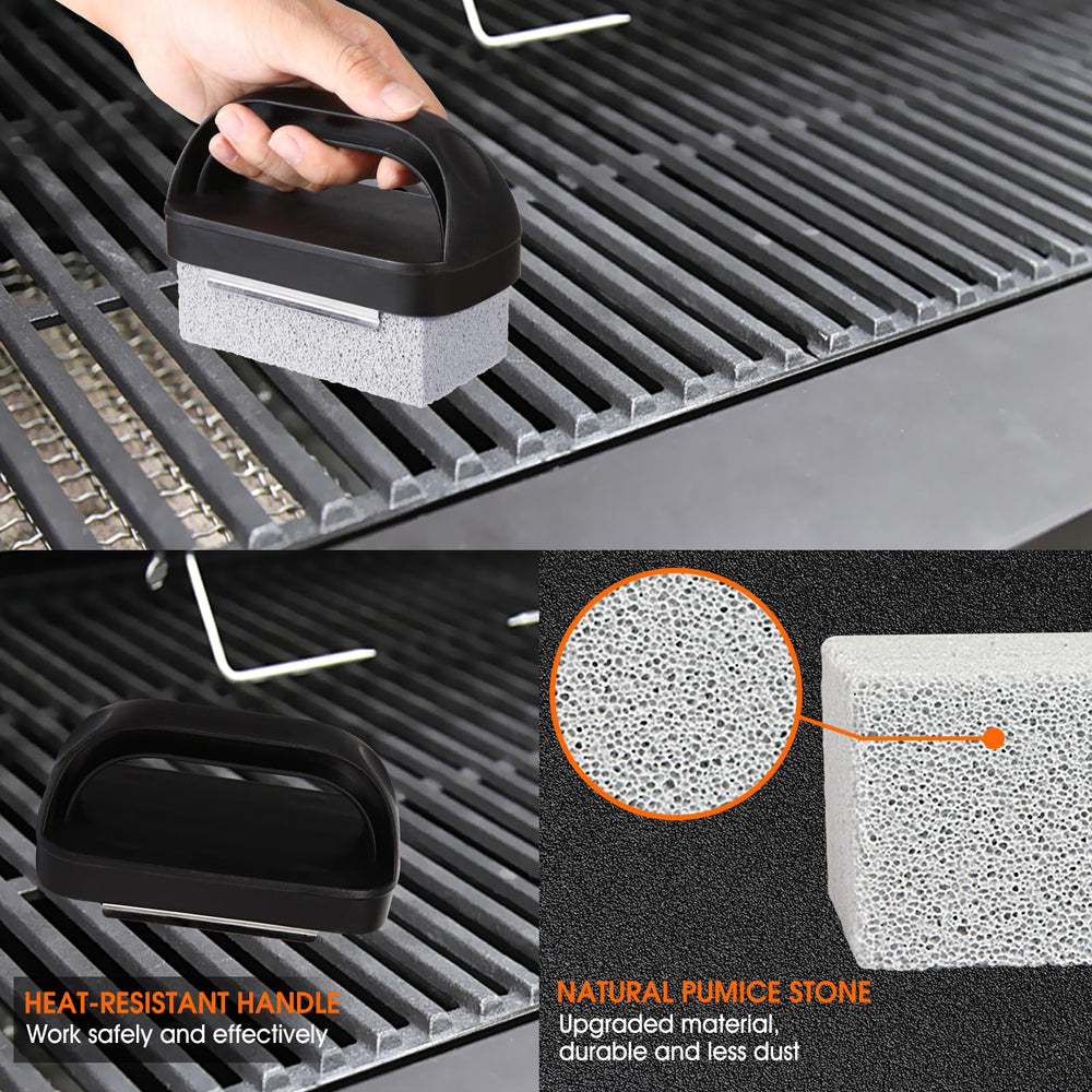 KTUOPEE grill cleaner handle with pumice brick attached