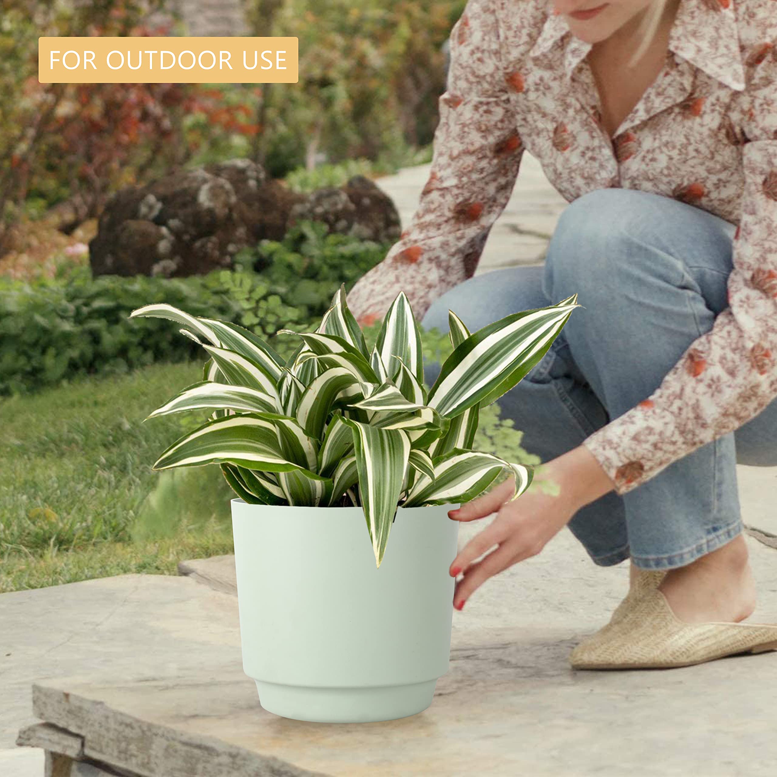 kubvici 8 inch indoor plant pot green with modern design
