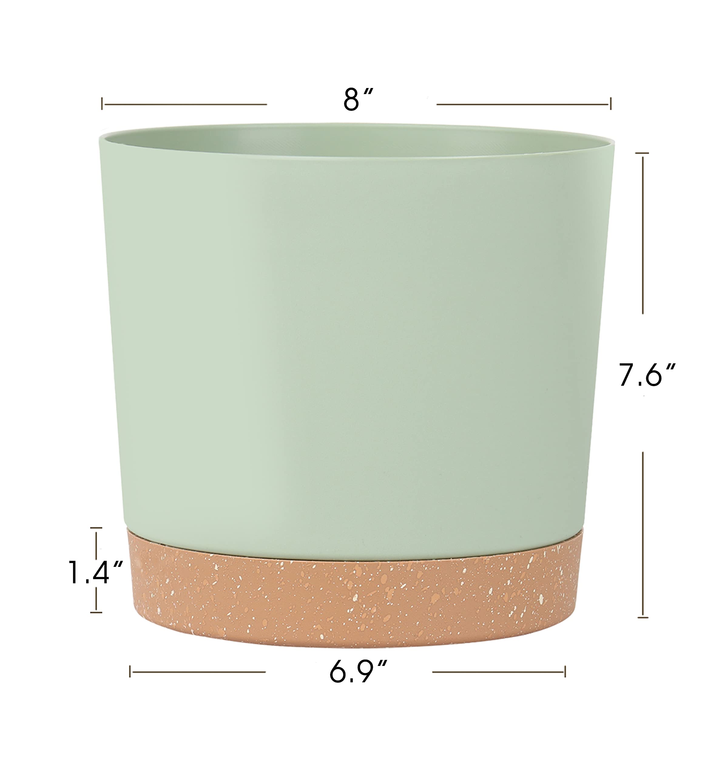 kubvici 8 inch indoor plant pot green with succulent